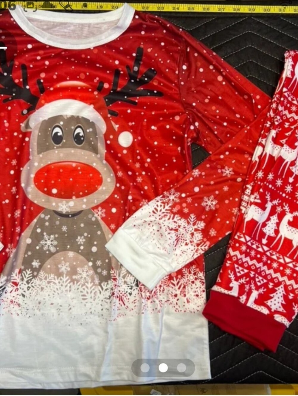 Unisex Holiday Reindeer Pajama Top & Bottom - XL
